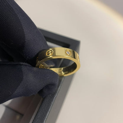 [Baslove]ラブリング 4MM 1ダイヤモンド ゴールド