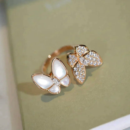 [Baslove]ZWILLINGS-SCHMETTERLINGS-DIAMANT-MOP-RING