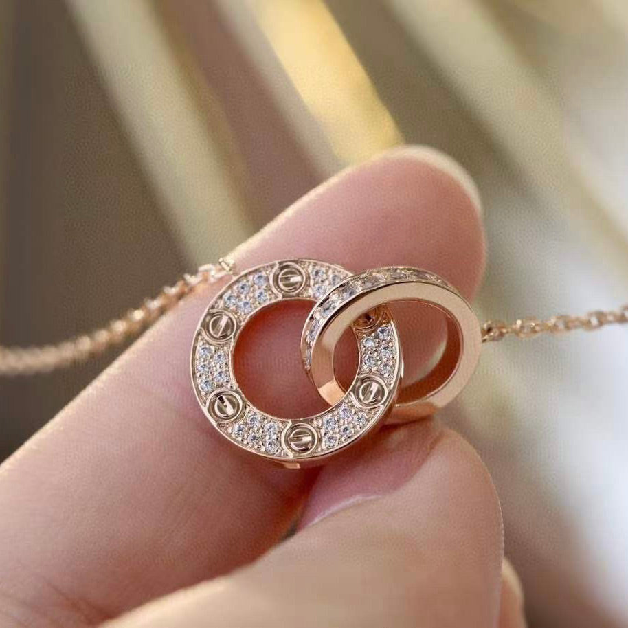 [Baslove] LOVE 7,6 MM HALSKETTE ROSÉGOLD UND SILBER VOLLER DIAMANT