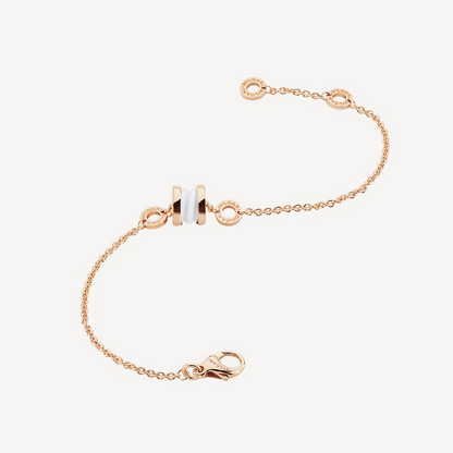 [Baslove]ZERO 1 ARMBAND AUS WEICHEM ROSAGOLD UND WEISSER KERAMIK