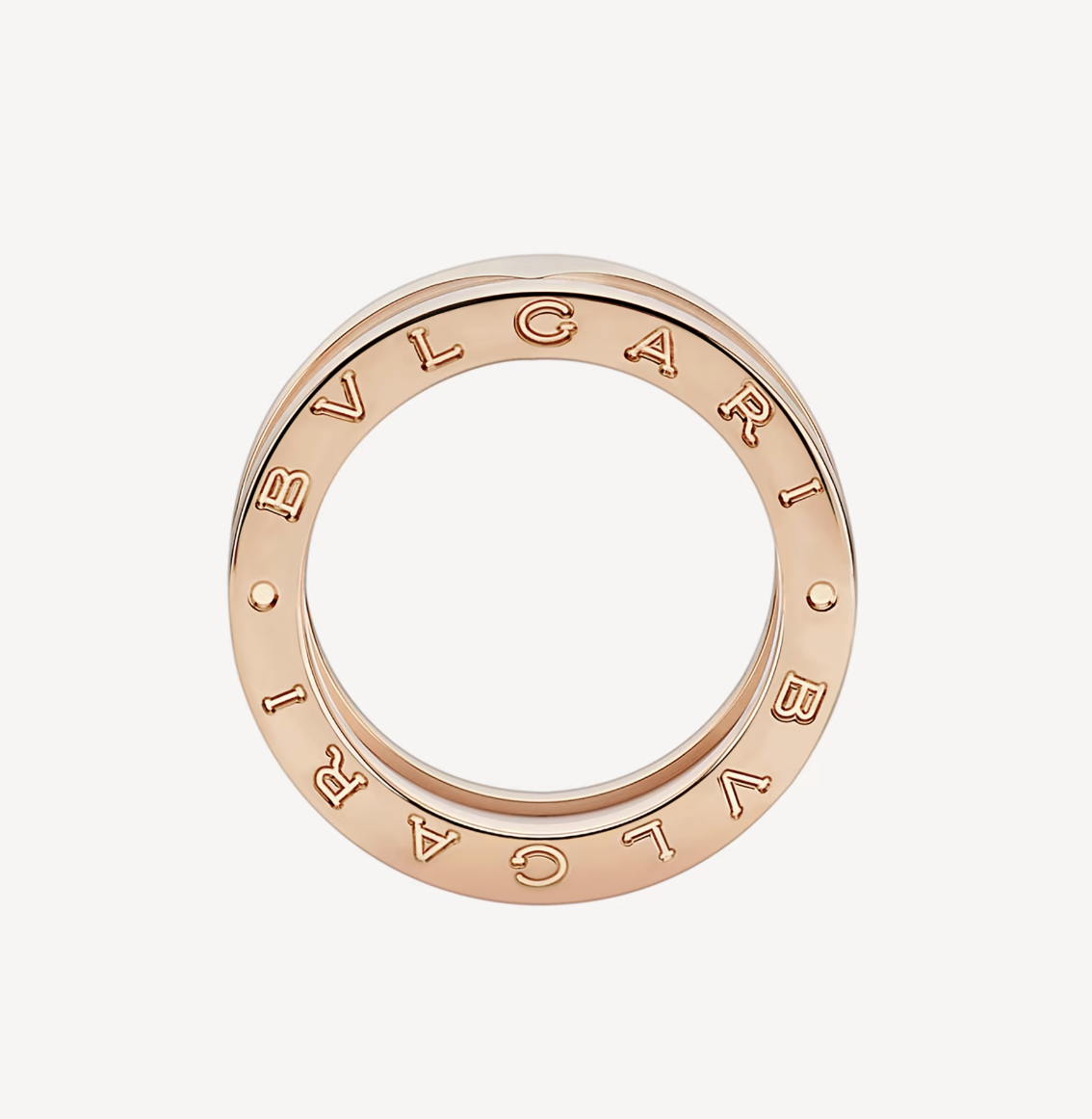 [Baslove]ZERO 1 RING AUS ZWEI BÄNDERN UND WEISSER KERAMIK-SPIRALE AUS ROSAGOLD
