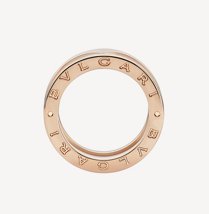 [Baslove]ZERO 1 RING AUS ZWEI BÄNDERN UND WEISSER KERAMIK-SPIRALE AUS ROSAGOLD