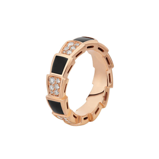 [Baslove]SERPENTI RING ROSA GOLD SCHWARZ MOP DIAMANT GEPAPERT 4MM