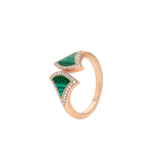 [Baslove] OFFENER RING AUS MALACHIT UND DIAMANT