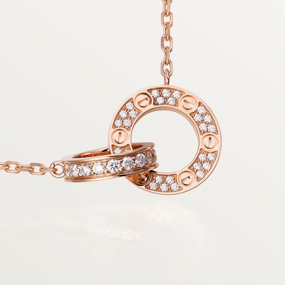 [Baslove] LOVE 7,6 MM HALSKETTE ROSÉGOLD UND SILBER VOLLER DIAMANT