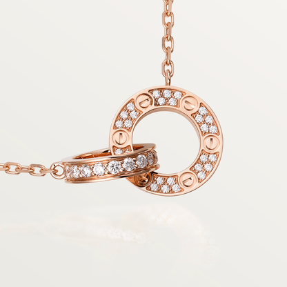 [Baslove] LOVE 7,6 MM HALSKETTE ROSÉGOLD UND SILBER VOLLER DIAMANT