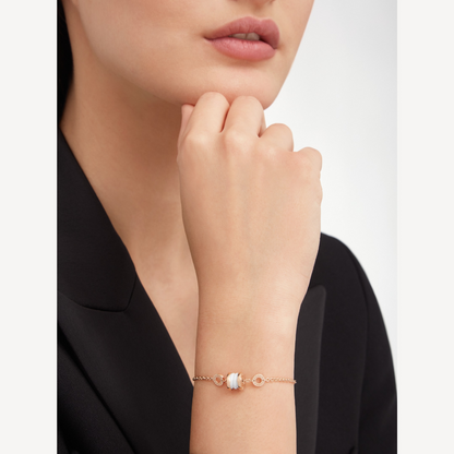 [Baslove]ZERO 1 ARMBAND AUS WEICHEM ROSAGOLD UND WEISSER KERAMIK