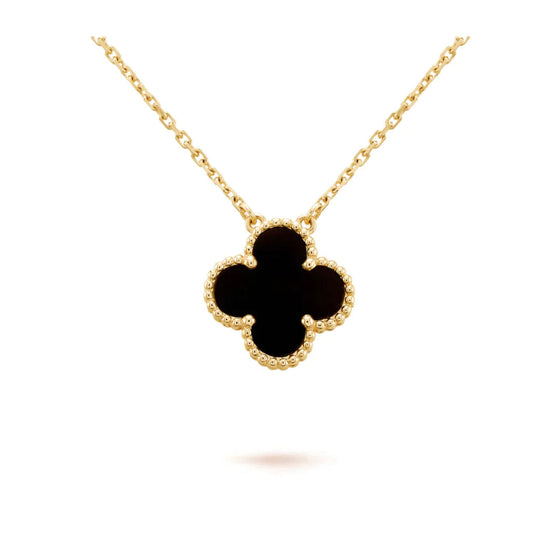 [Baslove]CLOVER 15MM SCHWARZER ONYX EINZELNE BLUMENHALSKETTE