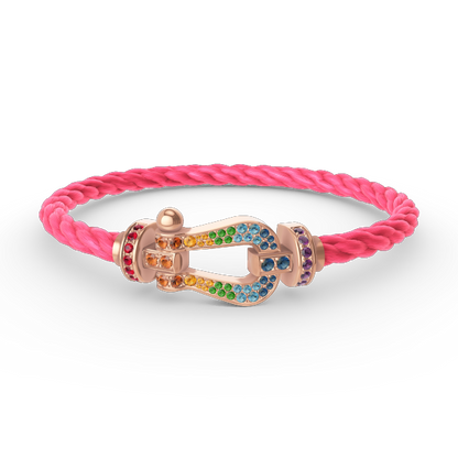 [Baslove]FORCE GROSSES HUFEISENFARBIGE DIAMANTENARMBAND ROSÉGOLD