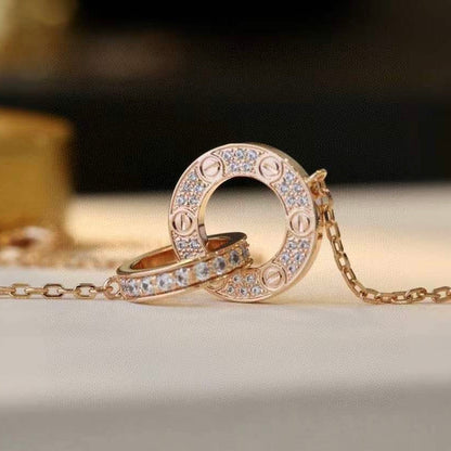 [Baslove] LOVE 7,6 MM HALSKETTE ROSÉGOLD UND SILBER VOLLER DIAMANT