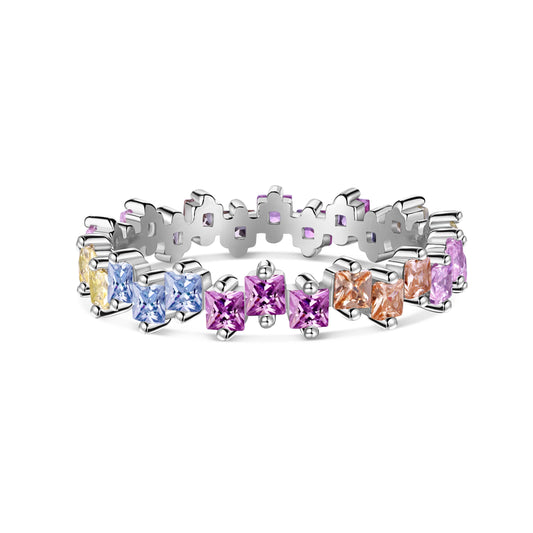 [Violet JW]Mixed Colorful Square Staggered Rings