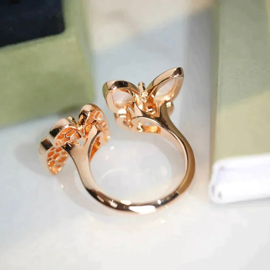 [Baslove]ZWILLINGS-SCHMETTERLINGS-DIAMANT-MOP-RING