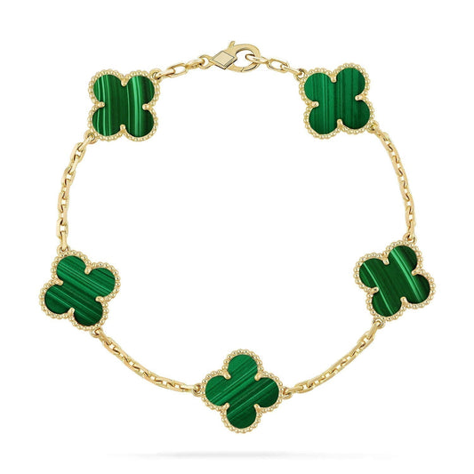 [Violet JW]CLOVER 5 MOTIFS MALACHITE BRACELET