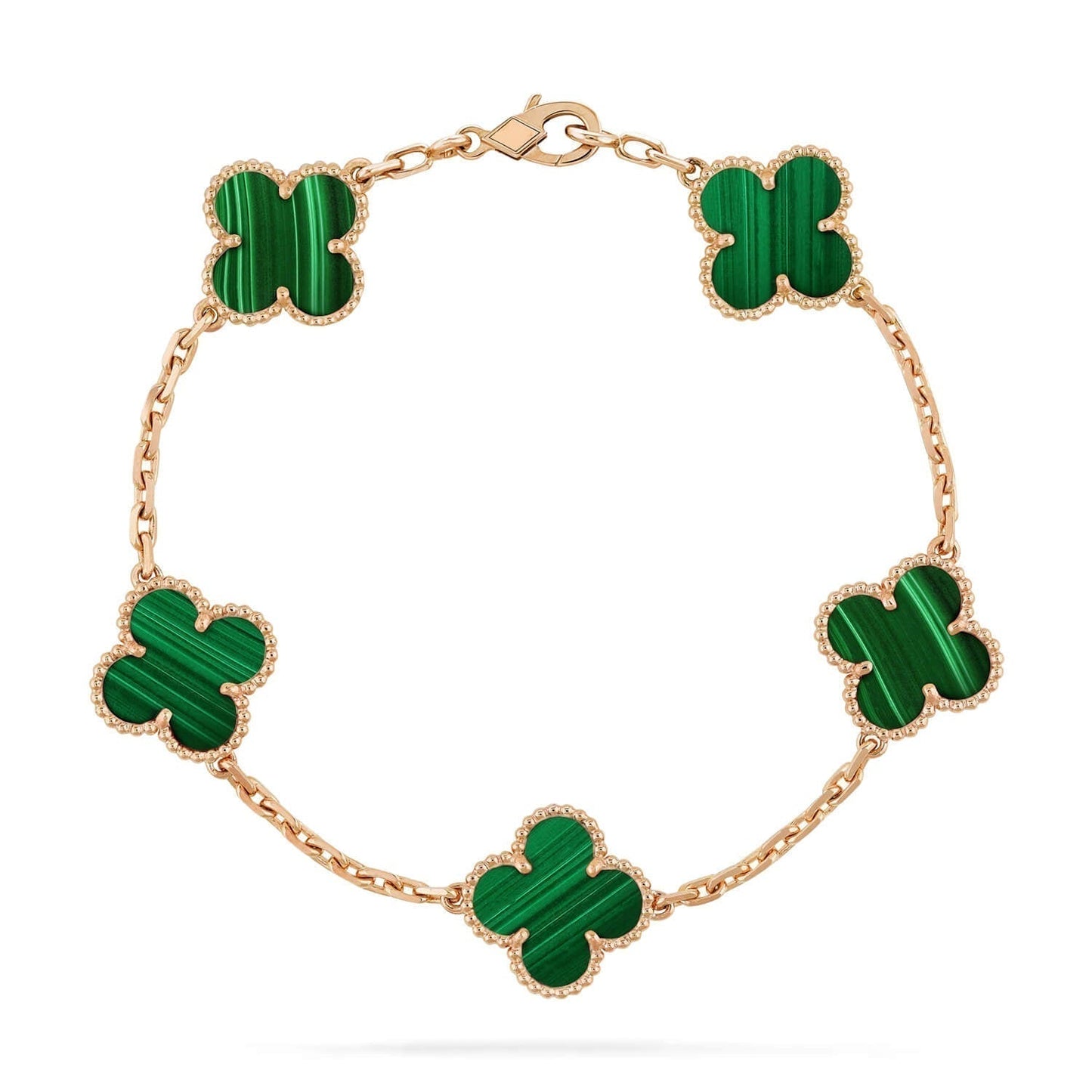 [Violet JW]CLOVER 5 MOTIFS MALACHITE BRACELET