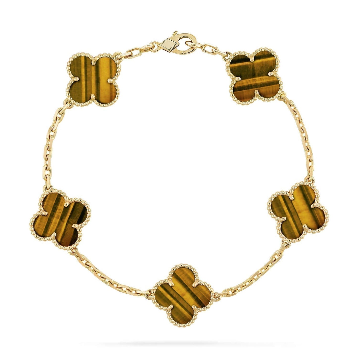 [Violet JW]CLOVER  5 MOTIFS TIGER EYE BRACELET