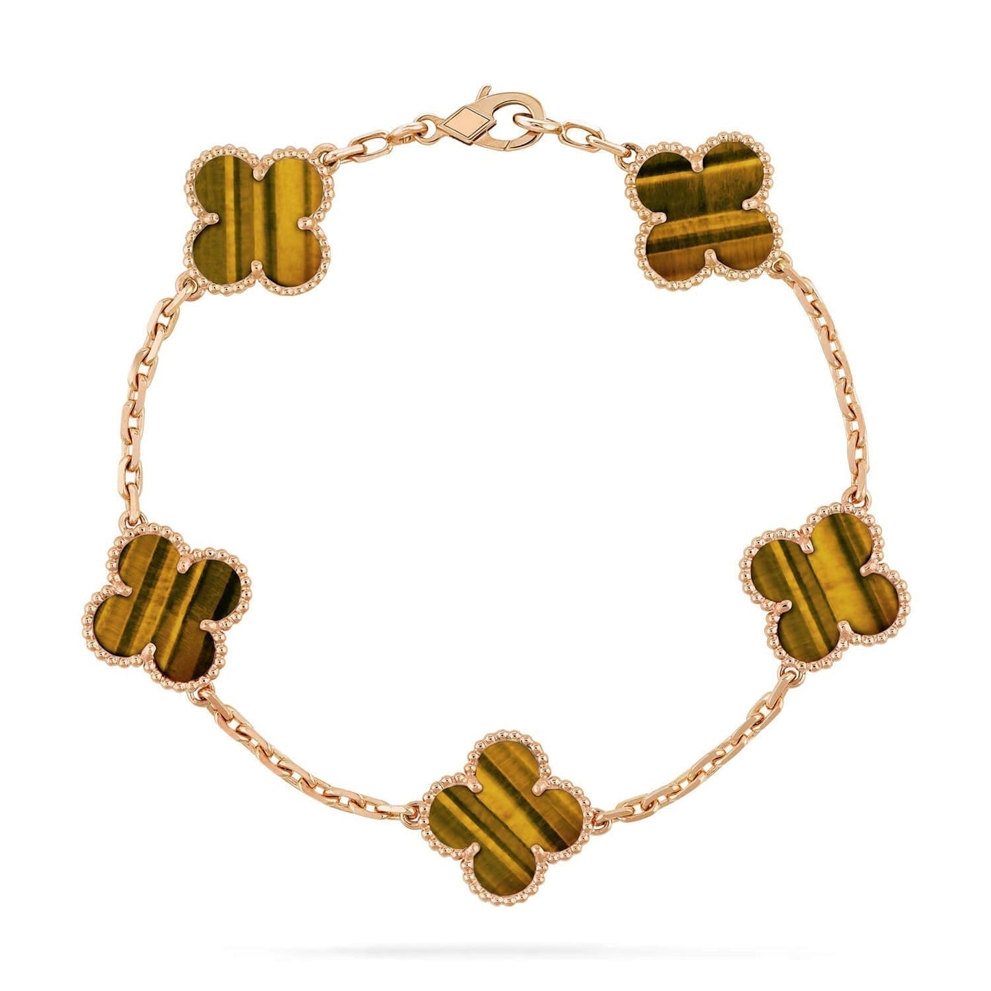 [Violet JW]CLOVER  5 MOTIFS TIGER EYE BRACELET