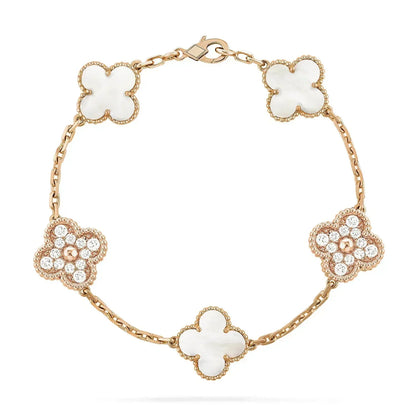 [Violet JW]CLOVER BRACELET 5 MOTIF WHITE MOP DIAMOND