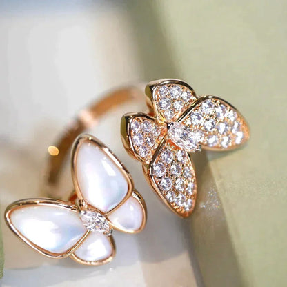 [Baslove]ZWILLINGS-SCHMETTERLINGS-DIAMANT-MOP-RING