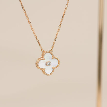 [Baslove]CLOVER 15MM DIAMANT WEISS FRITILLARIA HALSKETTE