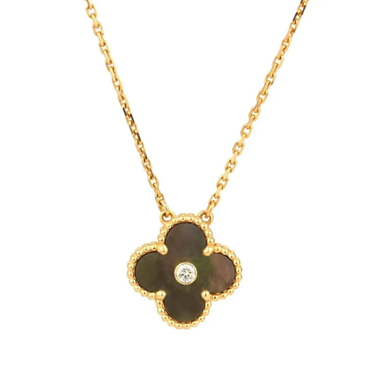 [Baslove]CLOVER 15MM DIAMANT- UND GRAUMUTTER-HALSKETTE