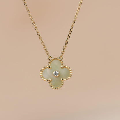 [Baslove]CLOVER 15MM DIAMANT GOLD PERLMUTT HALSKETTE