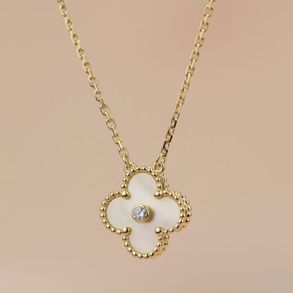[Baslove]CLOVER 15MM DIAMANT GOLD PERLMUTT HALSKETTE