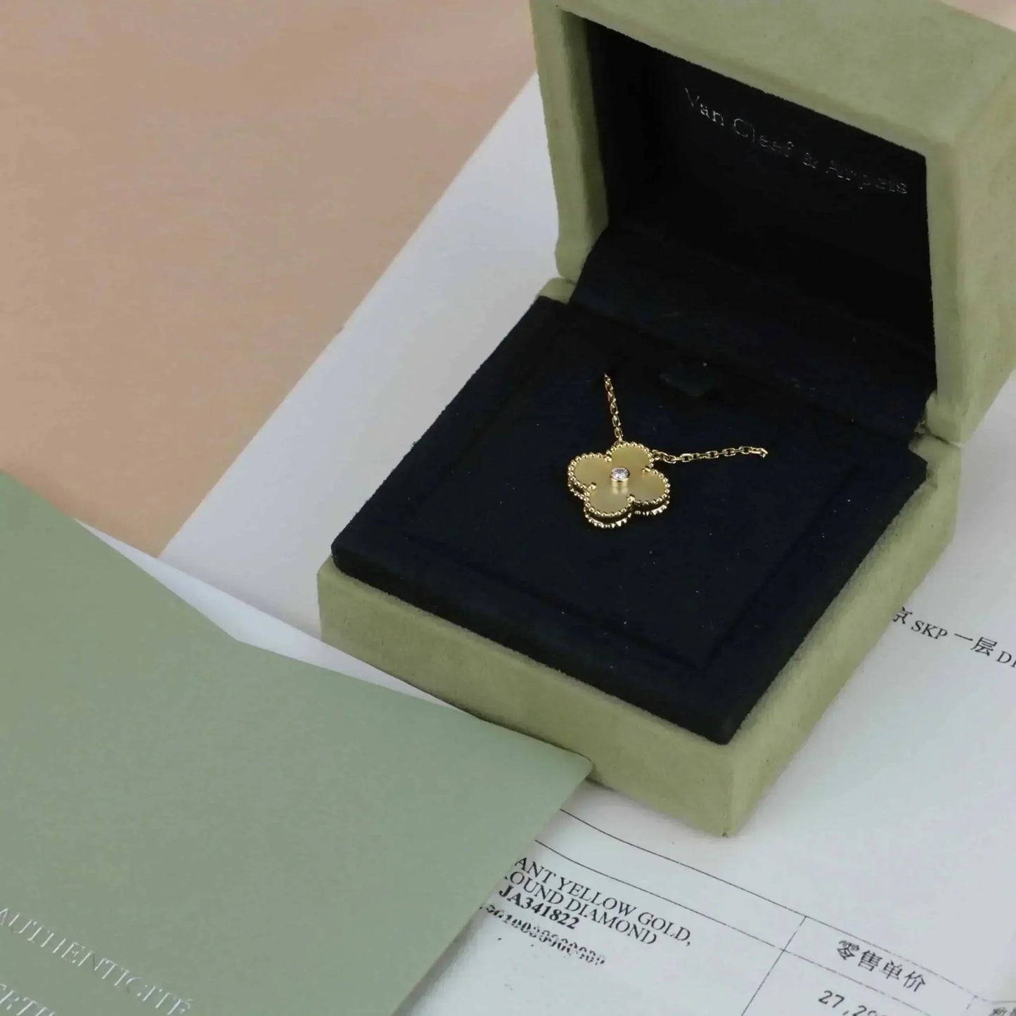 [Baslove]CLOVER 15MM DIAMANT GOLD PERLMUTT HALSKETTE