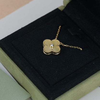 [Baslove]CLOVER 15MM DIAMANT GOLD PERLMUTT HALSKETTE