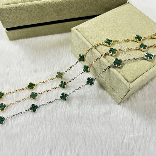 [Violet JW]CLOVER 6 MOTIF MALACHITE BRACELET