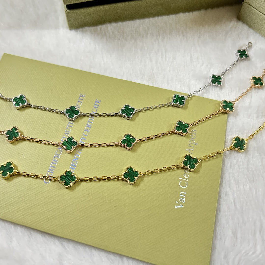 [Violet JW]CLOVER 6 MOTIF MALACHITE BRACELET