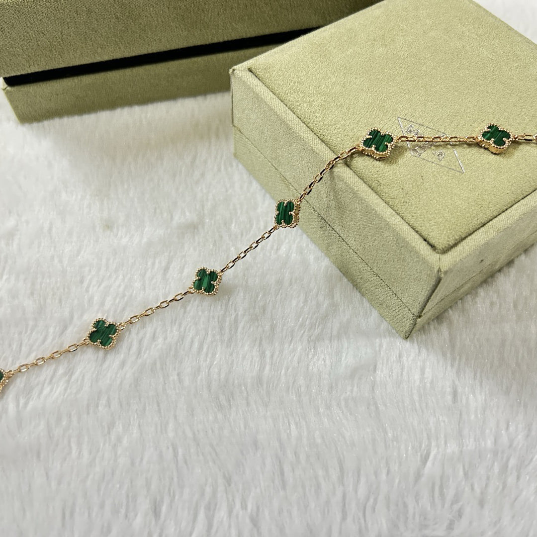 [Violet JW]CLOVER 6 MOTIF MALACHITE BRACELET