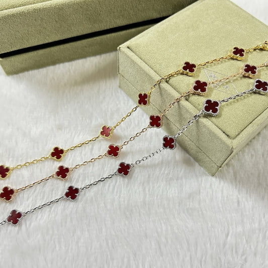 [Violet JW]CLOVER 6 MOTIF RED AGATE BRACELET