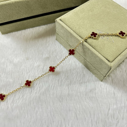 [Violet JW]CLOVER 6 MOTIF RED AGATE BRACELET