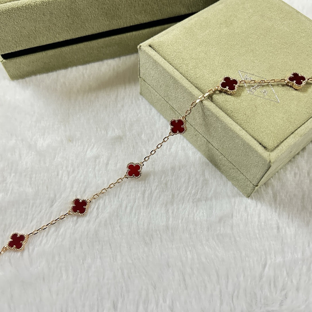 [Violet JW]CLOVER 6 MOTIF RED AGATE BRACELET