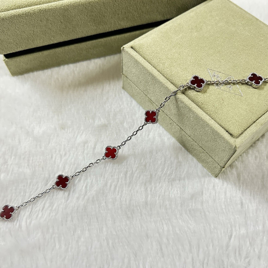 [Violet JW]CLOVER 6 MOTIF RED AGATE BRACELET