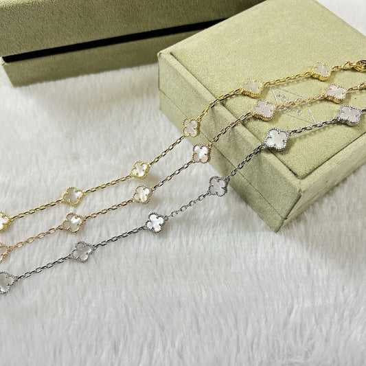 [Violet JW]CLOVER 6 MOTIF WHITE MOP BRACELET