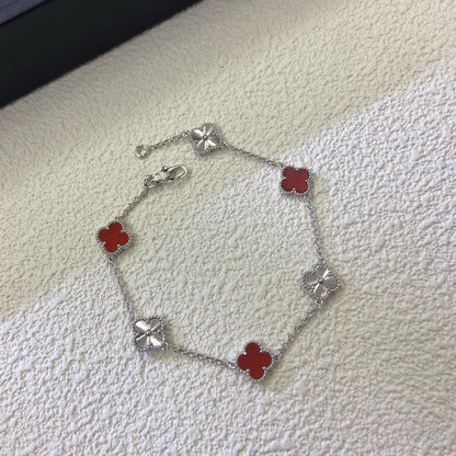 [Violet JW]CLOVER 6 MOTIF RED AGATE LASER BRACELET
