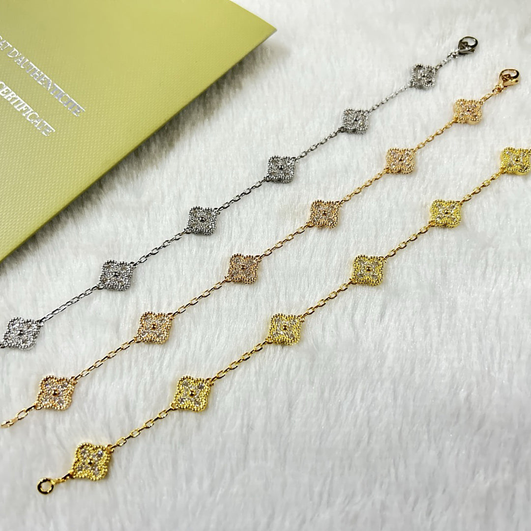 [Violet JW]CLOVER 6 MOTIF DIAMOND BRACELET