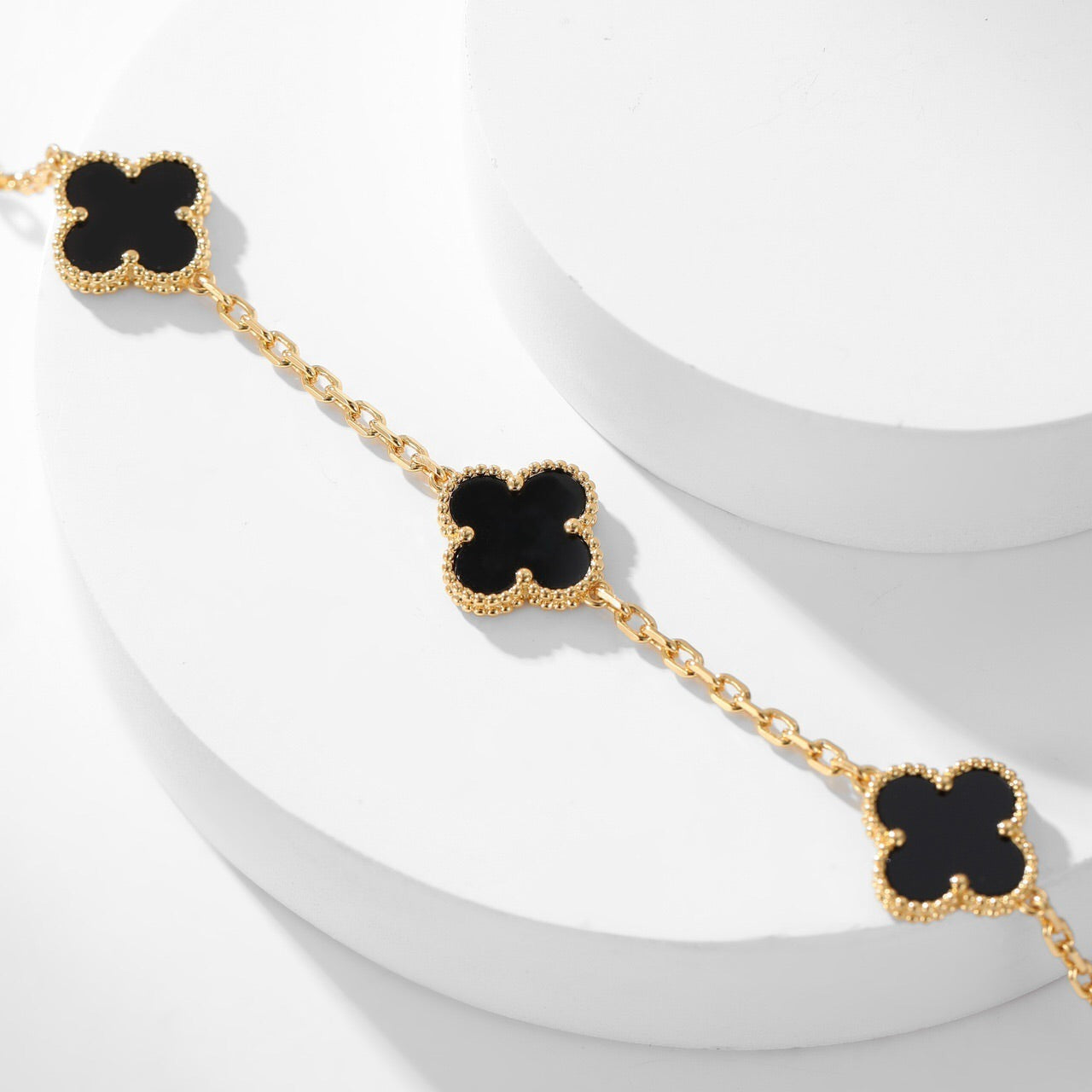 [Violet JW]CLOVER 10 MOTIFS ONYX NECKLACE