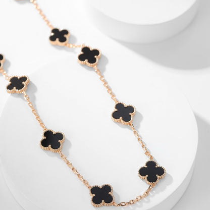 [Violet JW]CLOVER 10 MOTIFS ONYX NECKLACE
