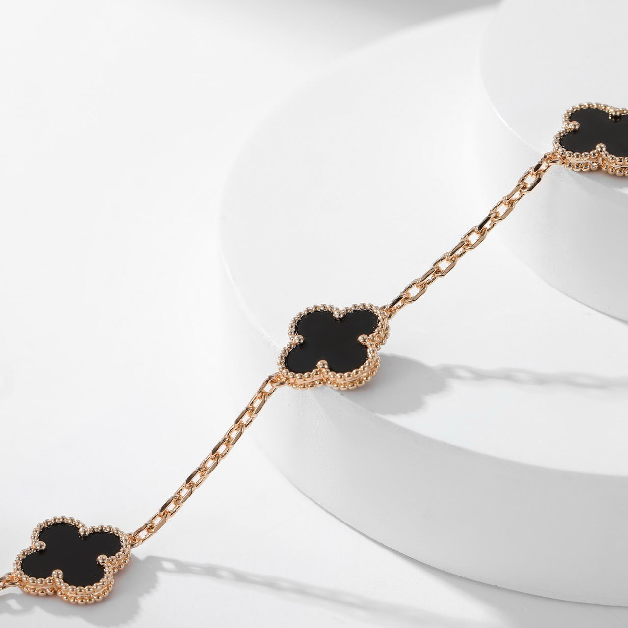 [Violet JW]CLOVER 10 MOTIFS ONYX NECKLACE
