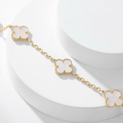 [Violet JW]CLOVER 10 MOTIFS WHITE MOTHER OF PEARL NECKLACE