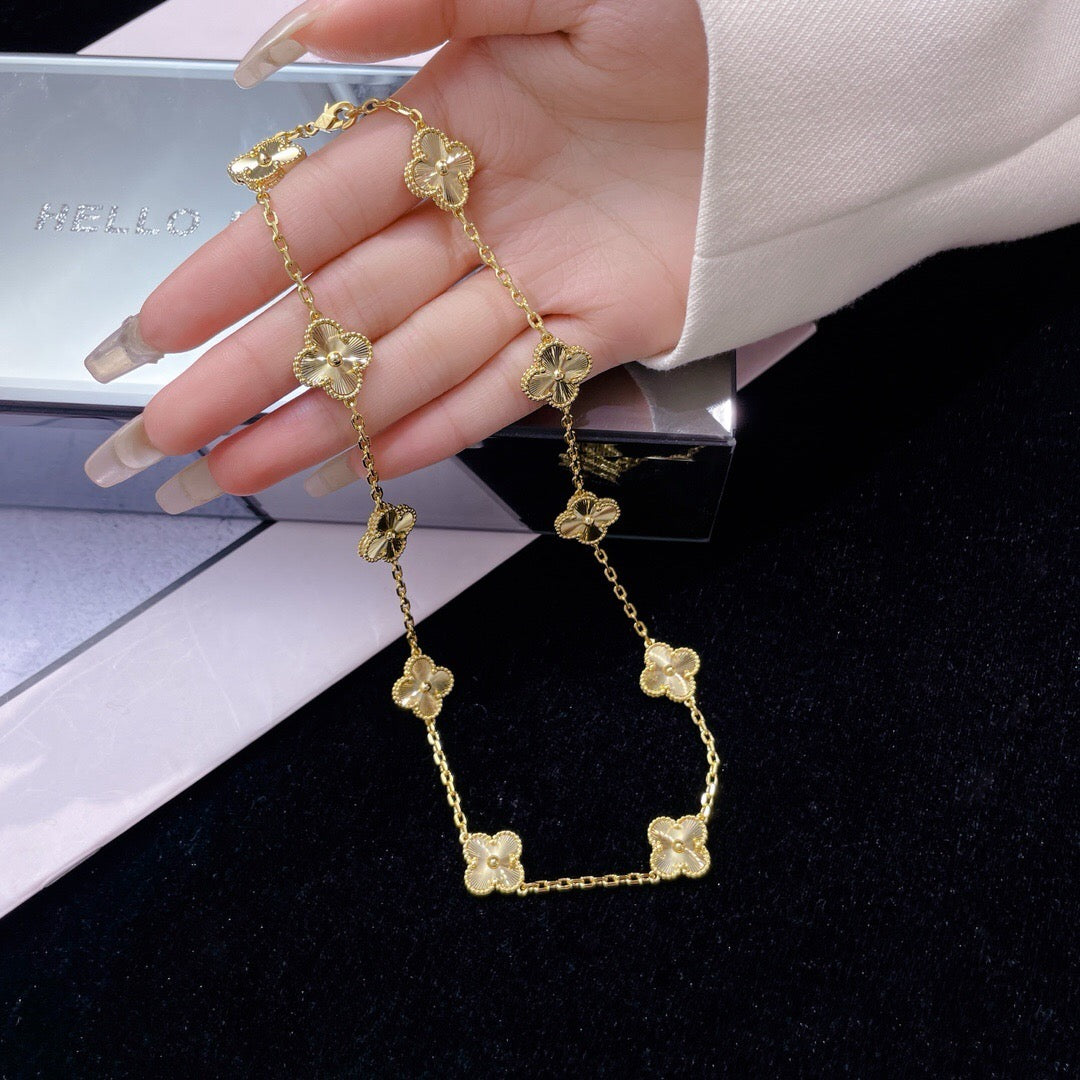 [Violet JW]CLOVER 10 MOTIFS LASER NECKLACE