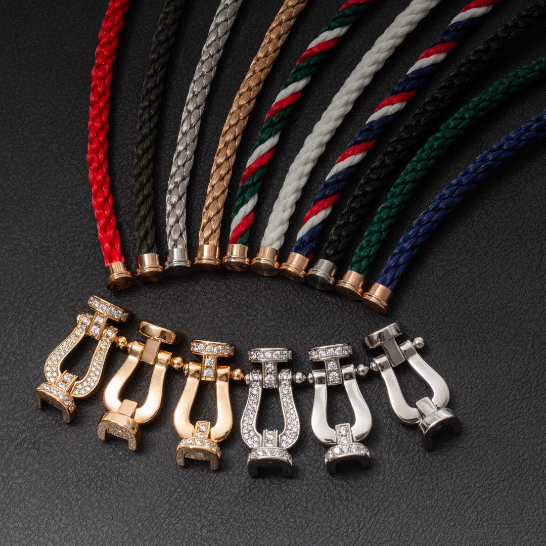 [Baslove]FORCE GROSSES HUFEISEN-HALBDIAMANTARMBAND GOLD
