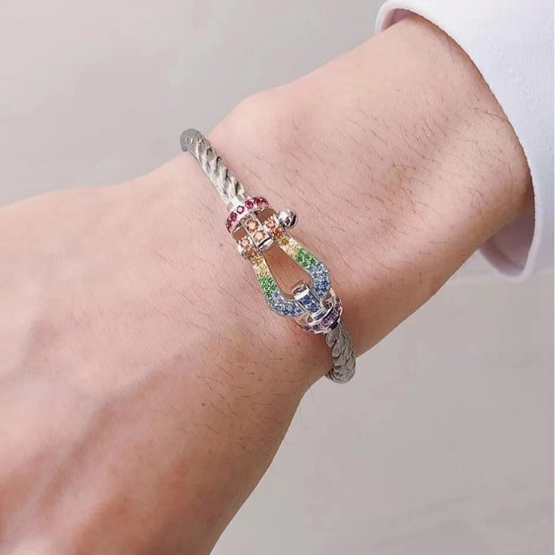 [Violet JW]FORCE LARGE HORSESHOE  COLORED DIAMOND BRACELET ROSE GOLD