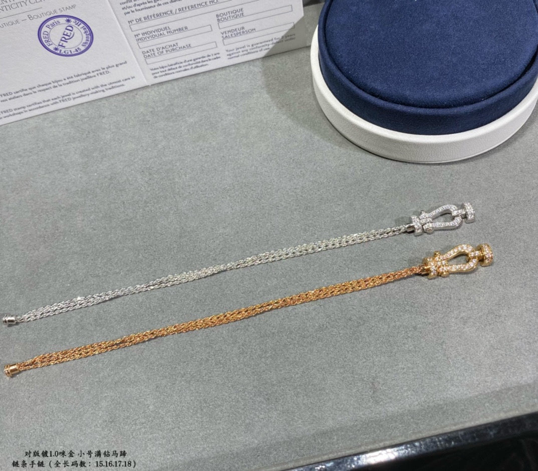 [Baslove]FORCE スモールホースシューダイヤモンドチェーンロープブレスレット