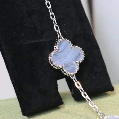 [Violet JW]CLOVER  5 MOTIF PURPLE CHALCEDONY BRACELET SILVER