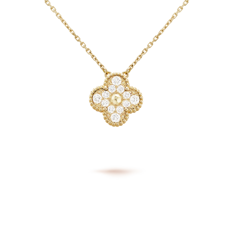 [Baslove]クローバー 15MM ダイヤモンド シングルフラワーネックレス