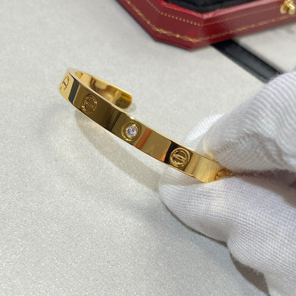 [Baslove]ラブブレスレット 6.1mm 1ダイヤモンド オープンカフ