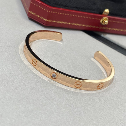 [Baslove]ラブブレスレット 6.1mm 1ダイヤモンド オープンカフ